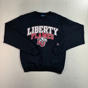 Champion Liberty University Crewneck Sweatshirt Men S Black Flames Pullover Y2K